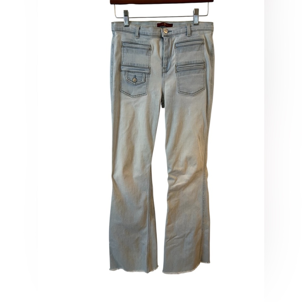 7 For All Mankind Distressed hem Flared Light Blue Wash Size 29